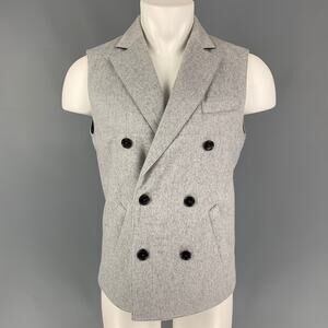 SUIT SUPPLY Size M Grey Quilted Cashmere Notch Lapel Vest